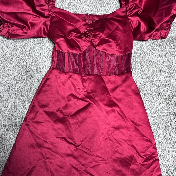 The Autumn Adeigbo Clarette Deep Red Goth Witchy Mesh Corset Dark Academia 4 - Picture 13 of 16